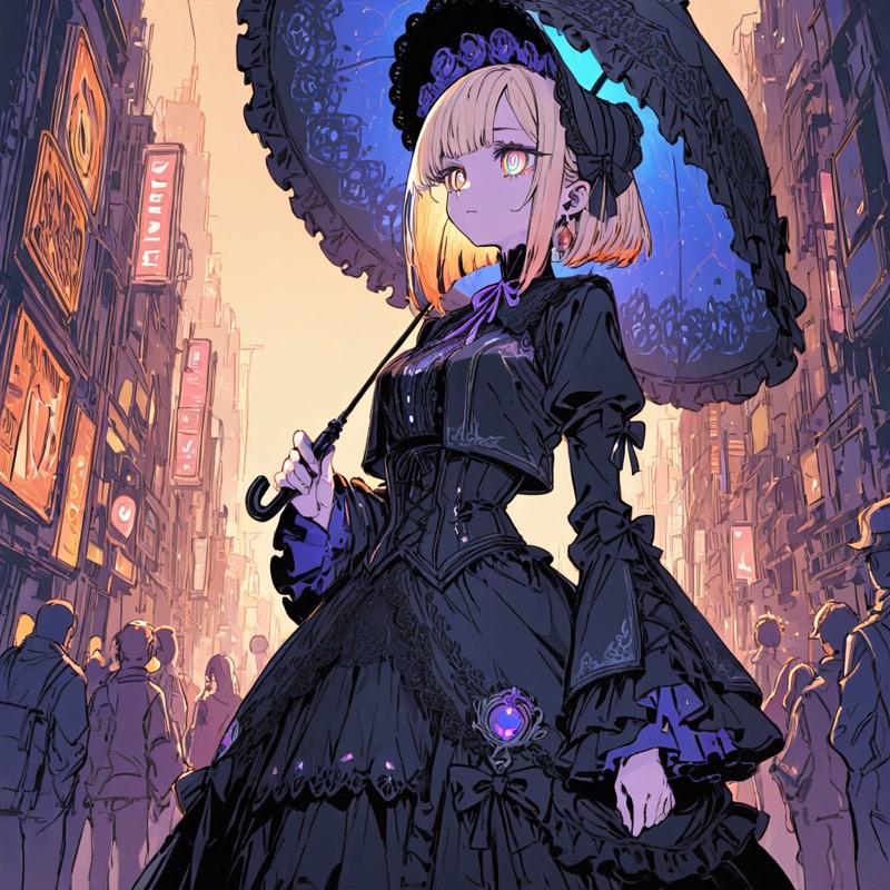 Dream Factory generative artwork in a neon-gothic style