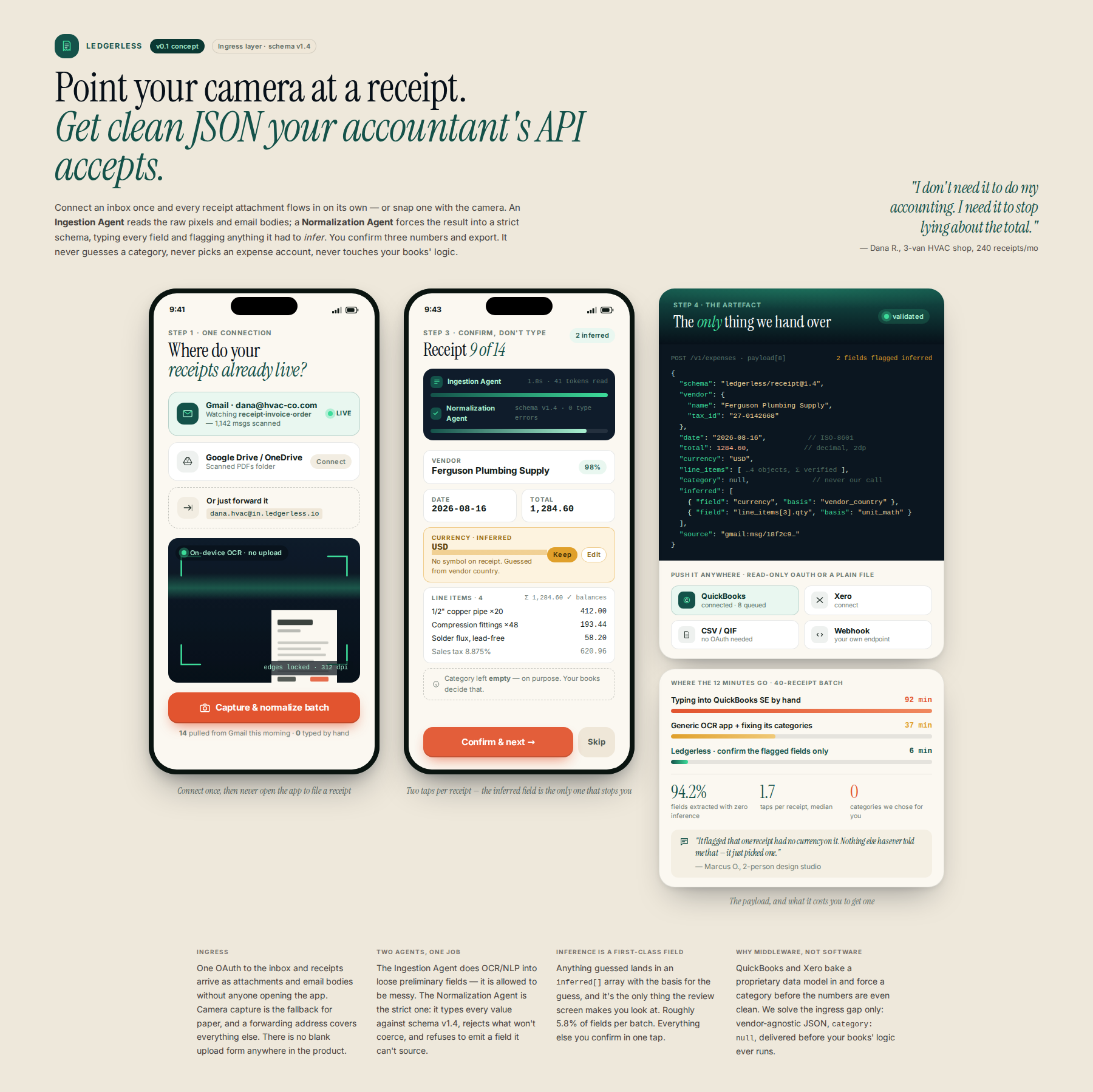 AI-rendered concept UI mock for Receipt-to-Structured-Data Normalization Pipeline
